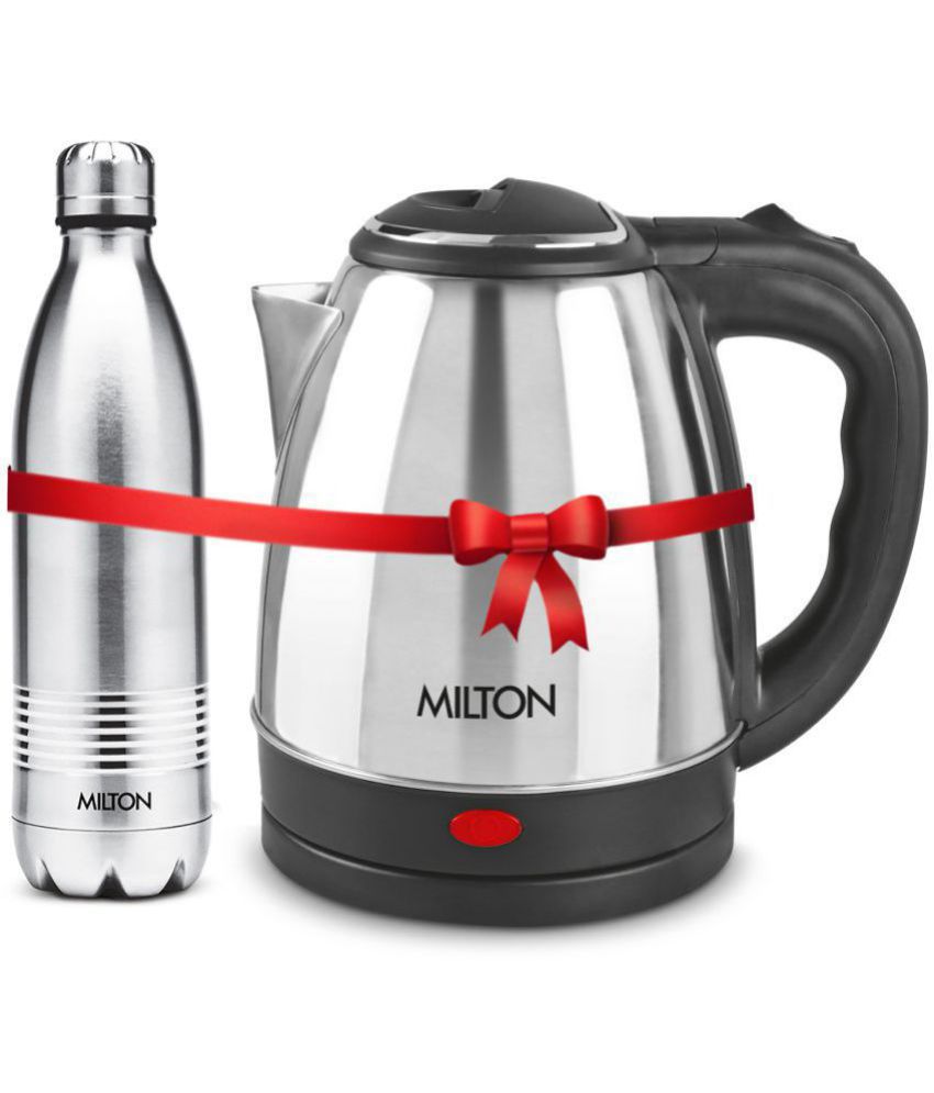     			Milton Combo Set Go Electro 1.5 Ltrs Electric Kettle and Duo DLX 700 ml- Silver Thermosteel Hot or Cold Stainless Steel Water Bottle