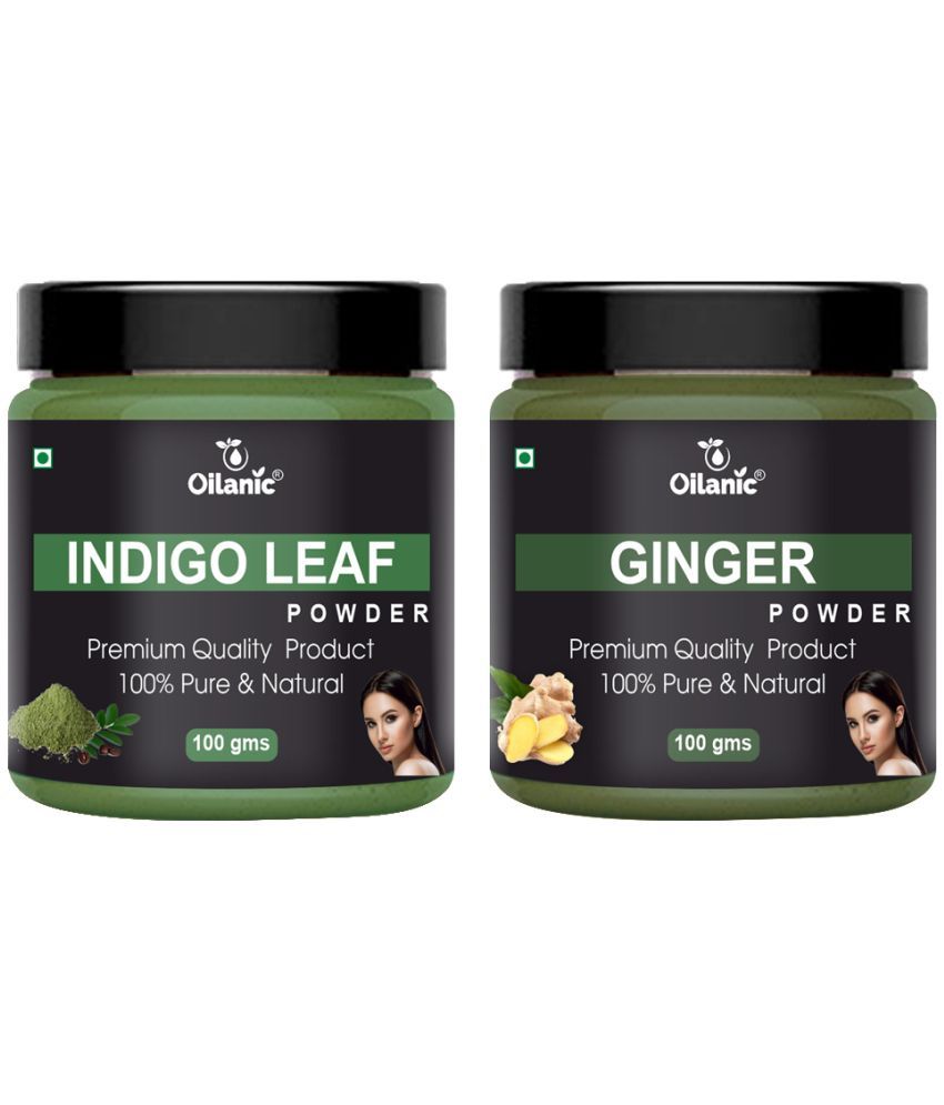     			Oilanic 100% Pure Indigo Leaf Powder & Ginger Powder For Skincare Hair Mask 200 g Pack of 2