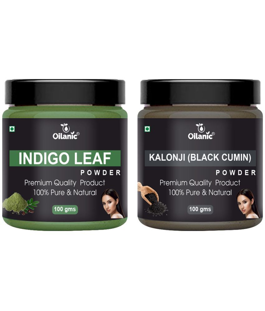     			Oilanic 100% Pure Indigo Leaf Powder & Kalonji Powder For Skincare Hair Mask 200 g Pack of 2