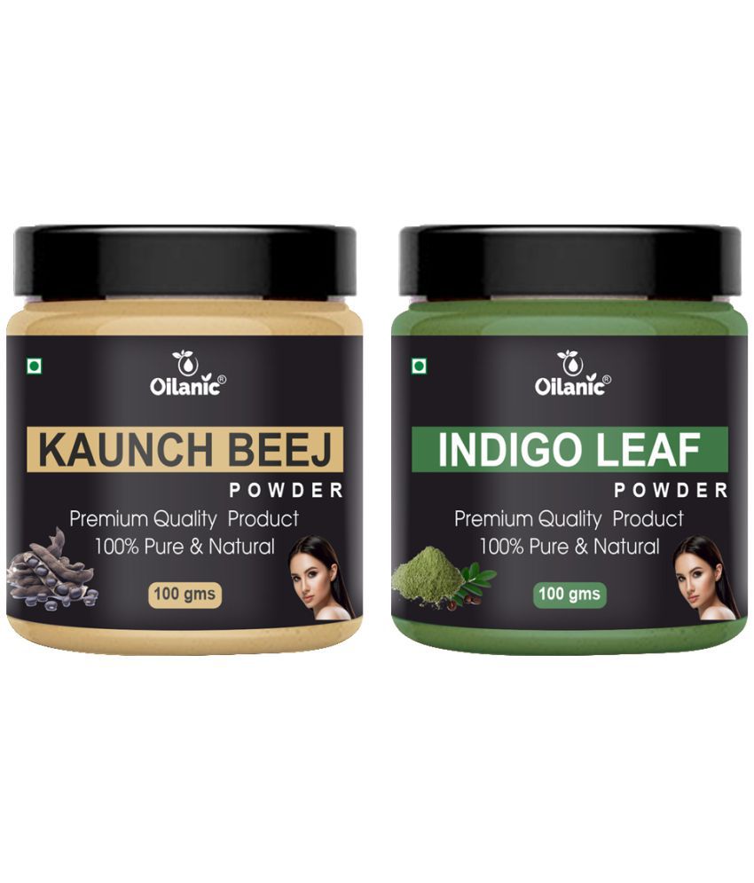     			Oilanic 100% Pure Kaunch Beej Powder & Indigo Powder For Skincare Hair Mask 200 g Pack of 2