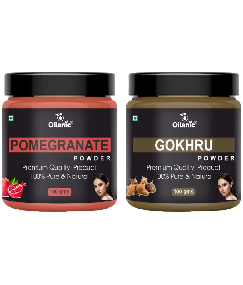     			Oilanic 100% Pure Pomegranate Powder & Gokhru Powdere For Skincare Hair Mask 200 g Pack of 2