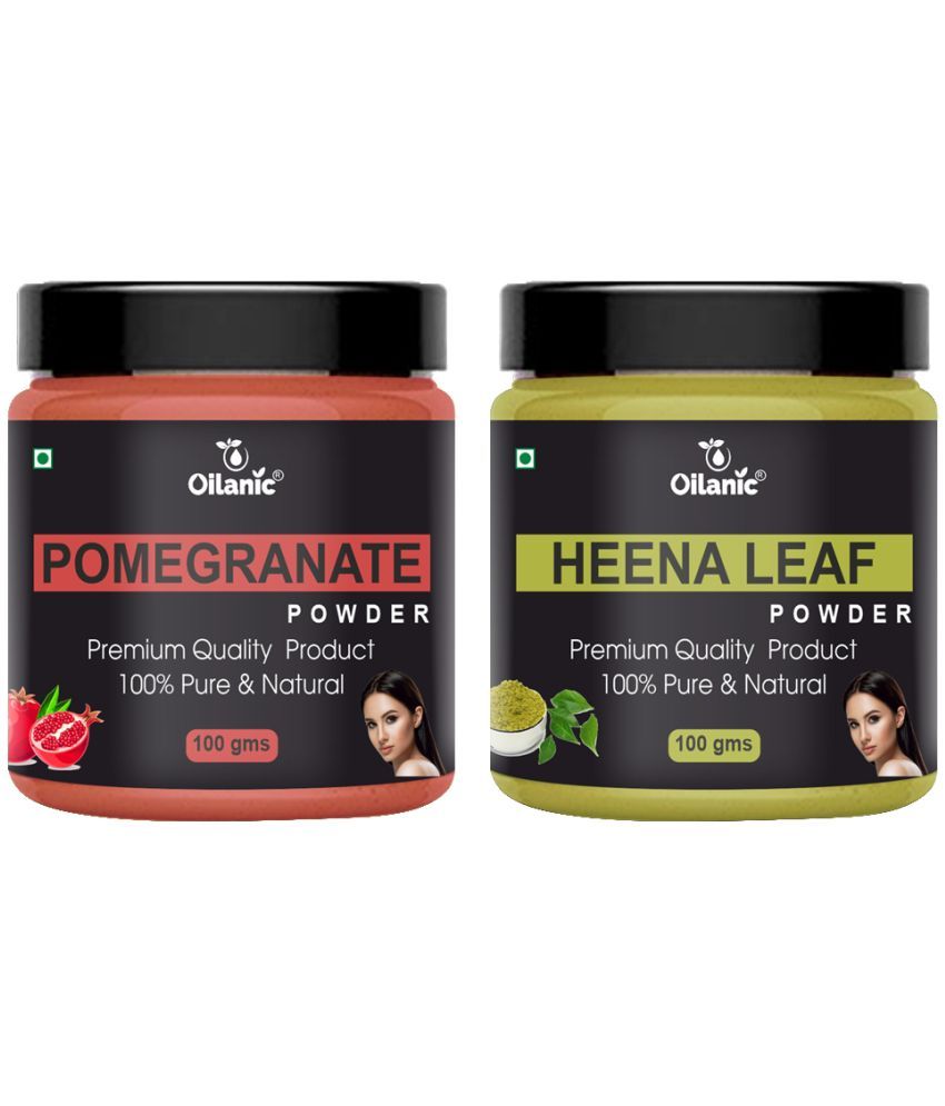     			Oilanic 100% Pure Pomegranate Powder & Heena Leaf Powder For Skin Hair Mask 200 g Pack of 2