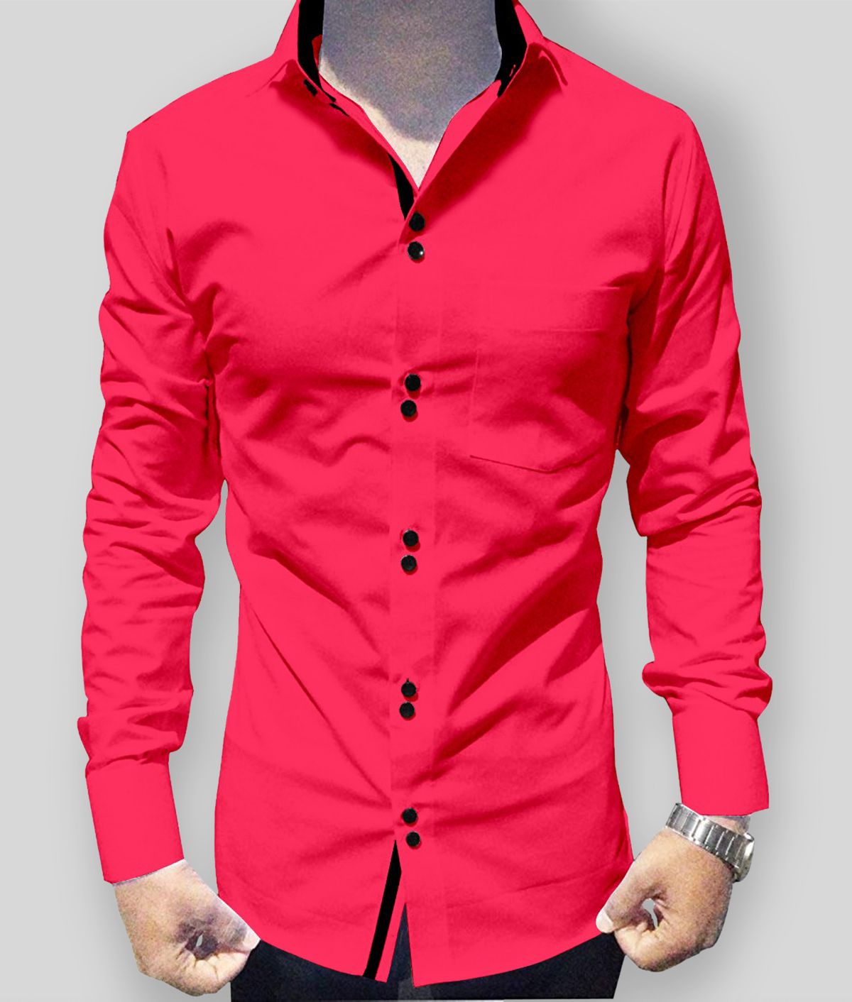 P&V - Pink Cotton Blend Slim Fit Men's Casual Shirt (Pack of 1)