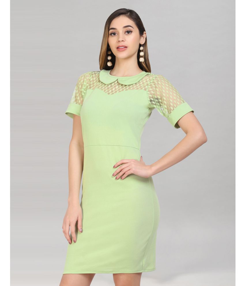     			Selvia Cotton Lycra Green Bodycon Dress -