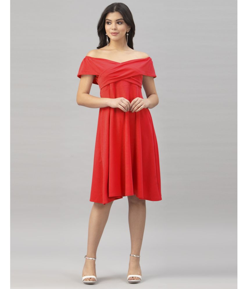     			Selvia Cotton Lycra Red Wrap Dress -
