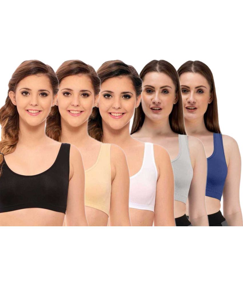     			ComfyStyle Pack of 5 Cotton Lycra Non Padded Women's Air Bra ( Multi Color )