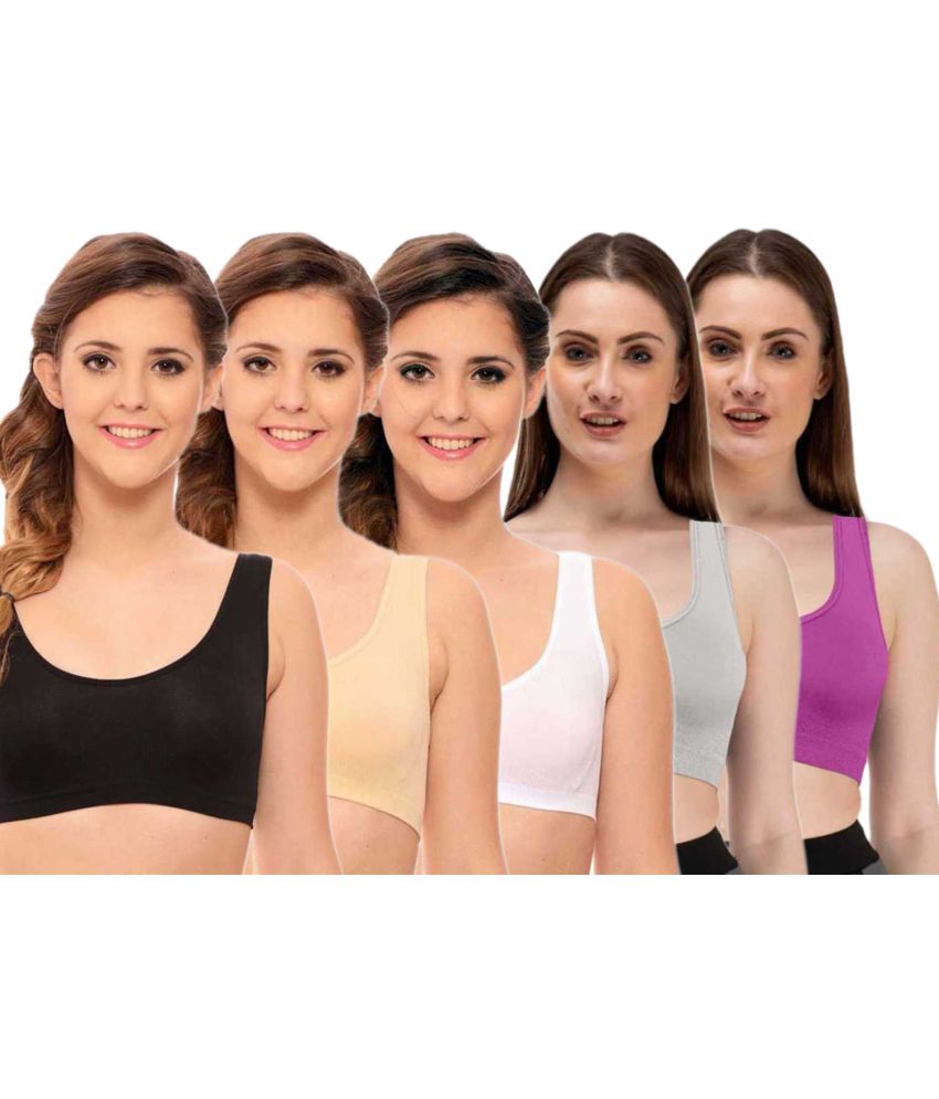     			ComfyStyle Pack of 5 Cotton Lycra Non Padded Women's Air Bra ( Multi Color )