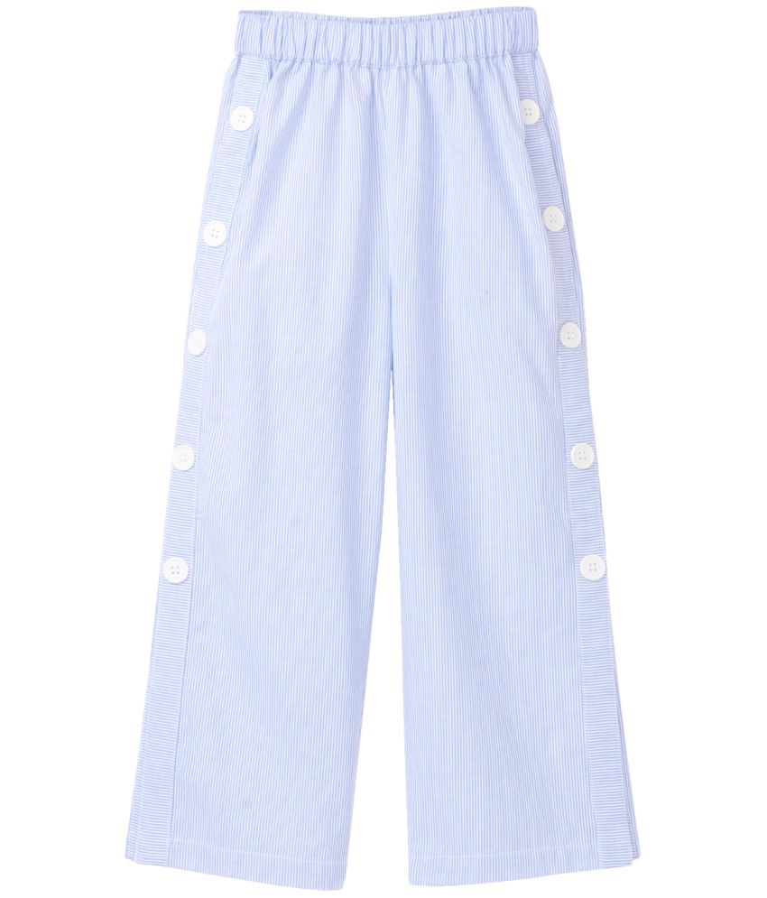     			Cub McPaws Girls Blue Striped Culottes With Side Slits Palazzo|Fashion Wear |04-05Y (GW21PLZ020Blu_04-05Y)