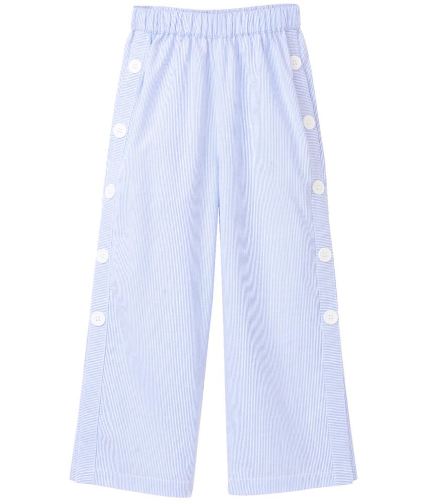     			Cub McPaws Girls Blue Striped Culottes With Side Slits Palazzo|Fashion Wear |04-05Y (GW21PLZ020Blu_04-05Y)