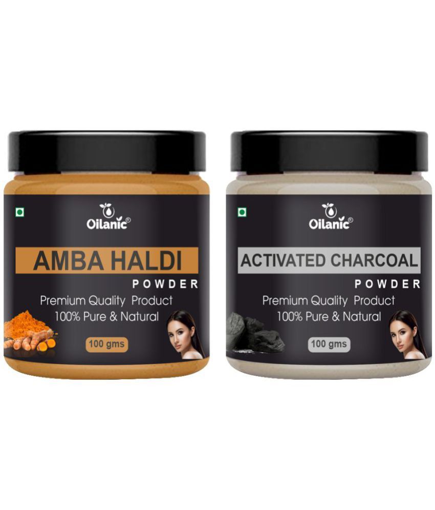     			Oilanic 100% Pure Amba Haldi Powder & ActivatedCharcoalPowder-Skin Hair Mask 200 g Pack of 2