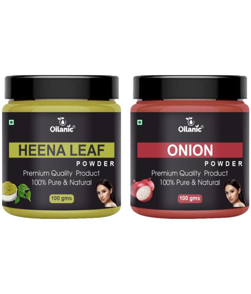     			Oilanic 100% Pure Heena Leaf Powder & Onion Powder For Skincare Hair Mask 200 g Pack of 2