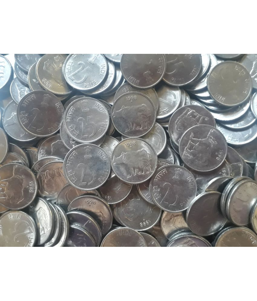     			100 Pieces LOT - 25 P STEEL - MIXED YEARS - RHINO - AUNC / UNC / Brilliant UNC  CONDITION - INDIA 1988 1989 1990 1991 1992 1993 1994 1995 1996 1997 1998 1999 2000 2001 2002