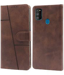 NBOX - Brown Flip Cover Compatible For Samsung Galaxy A21s ( Pack of 1 )