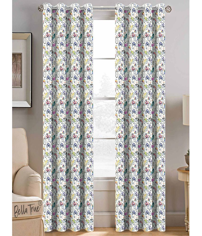     			BELLA TRUE  Set of 2 Window SemiTransparent Eyelet Polyester Multi Color Curtains ( 152 x 113 cm )