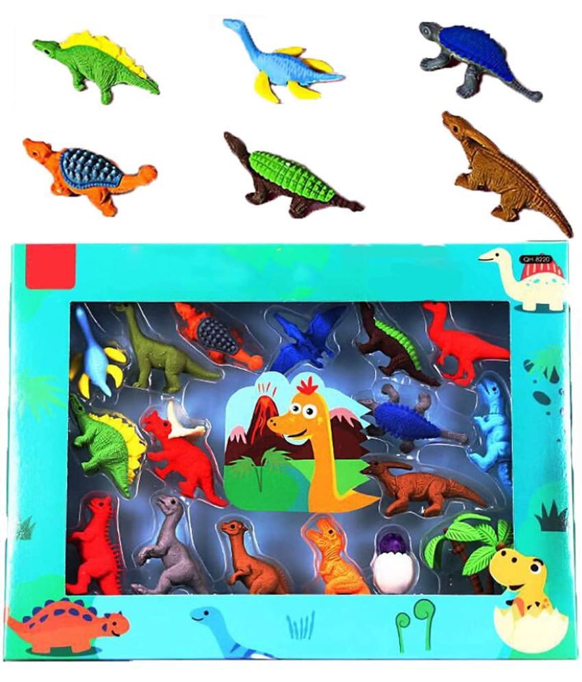     			FunBlast Dinosaur Erasers for Kids - School Stationary Kit for Kids, Return Gifts for Kids (Pack of 17 Pcs; Assorted Color)