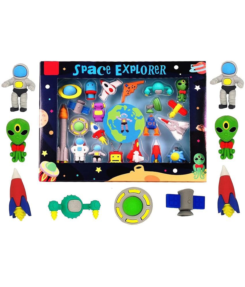     			FunBlast Space Explorer Erasers for Kids - School Stationary Kit for Kids, Return Gifts for Kids (Pack of 17 Pcs; Assorted Color)