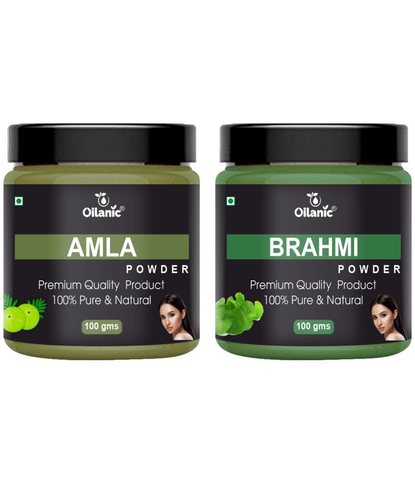     			Oilanic 100% Pure Amla Powder & Brahmi Powder For Skincare Hair Mask 200 g Pack of 2