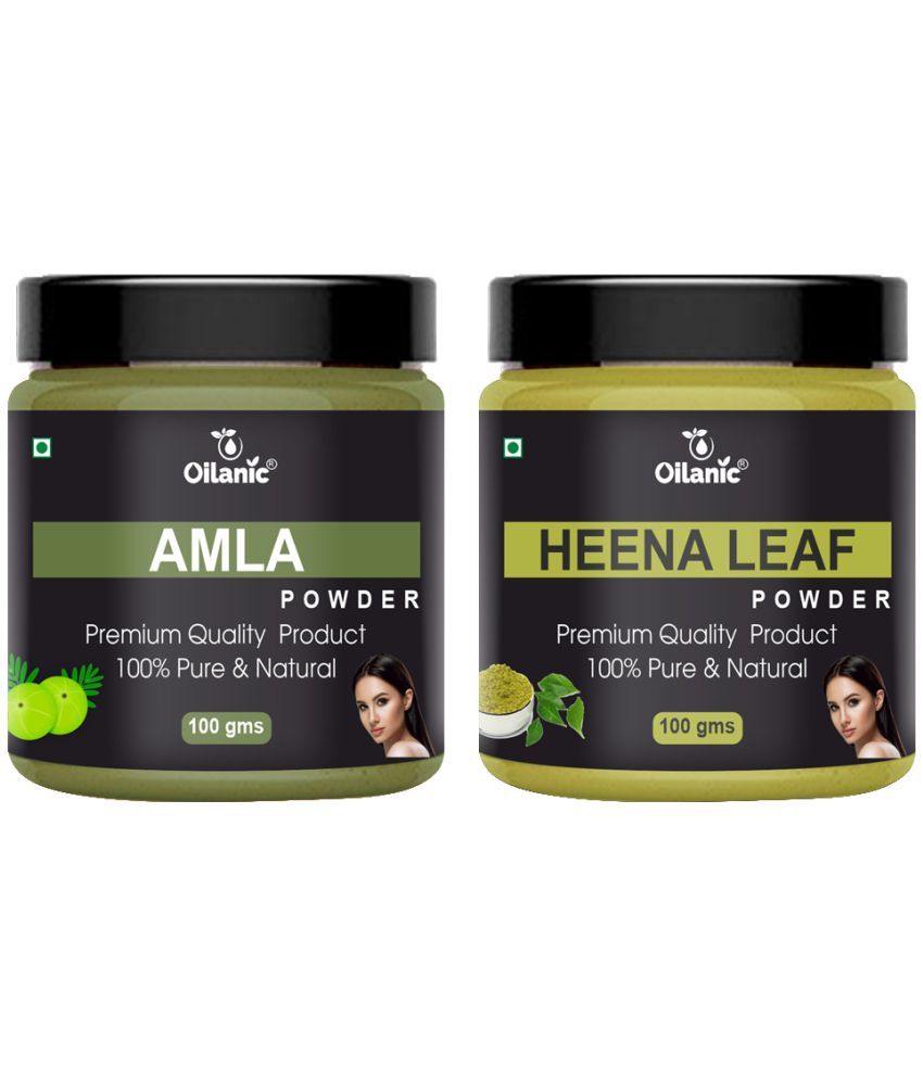     			Oilanic 100% Pure Amla Powder & Heena Powder For Skincare Hair Mask 200 g Pack of 2