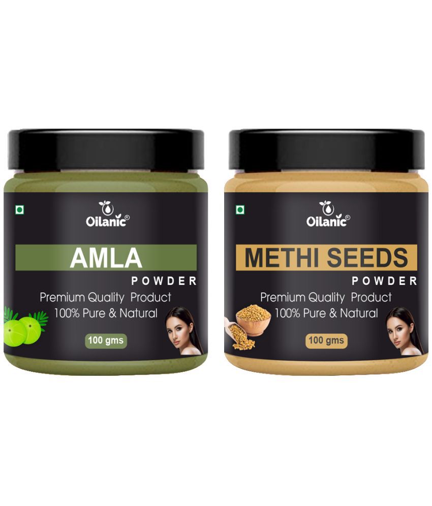     			Oilanic 100% Pure Amla Powder & Methi Powder For Skincare Hair Mask 200 g Pack of 2