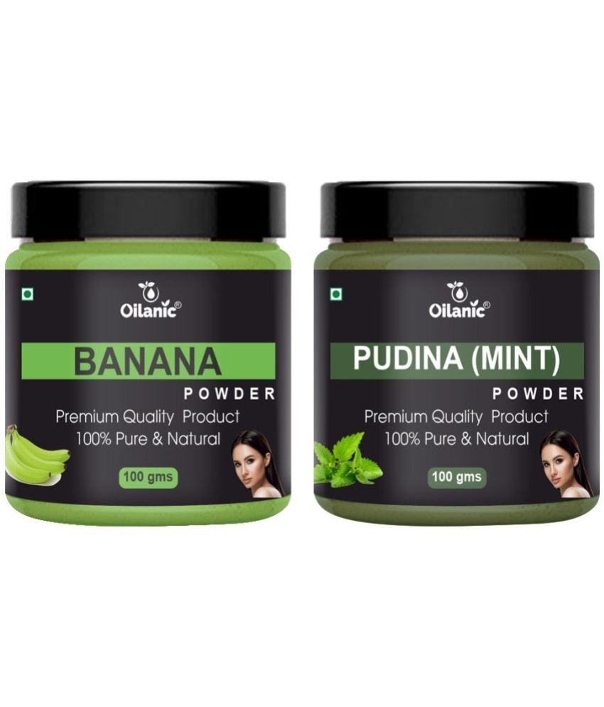     			Oilanic 100% Pure Banana Powder & Pudina Powder For Skincare Hair Mask 200 g Pack of 2