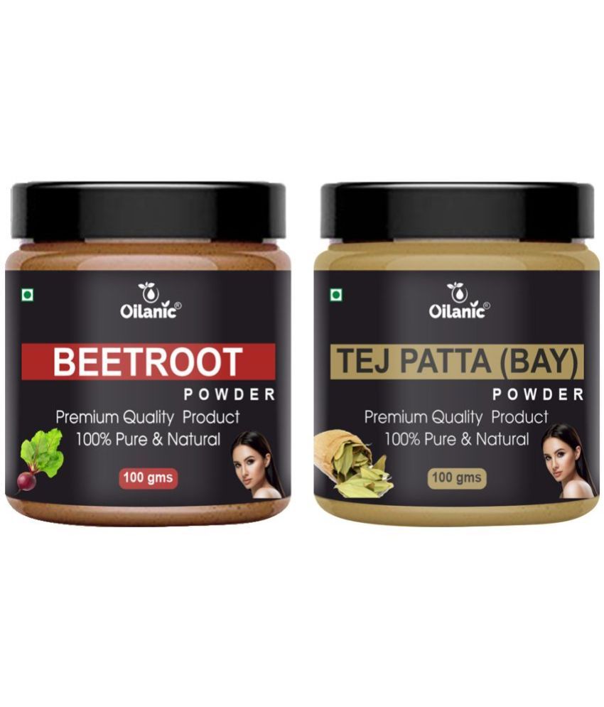     			Oilanic 100% Pure Beetroot Powder & Tej Patta Powder For Skin Hair Mask 200 g Pack of 2