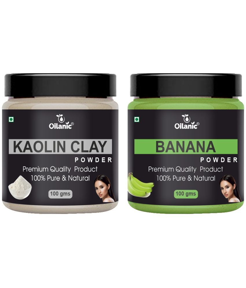     			Oilanic 100% Pure Kaolin Clay Powder & Banana Powder For Skincare Hair Mask 200 g Pack of 2