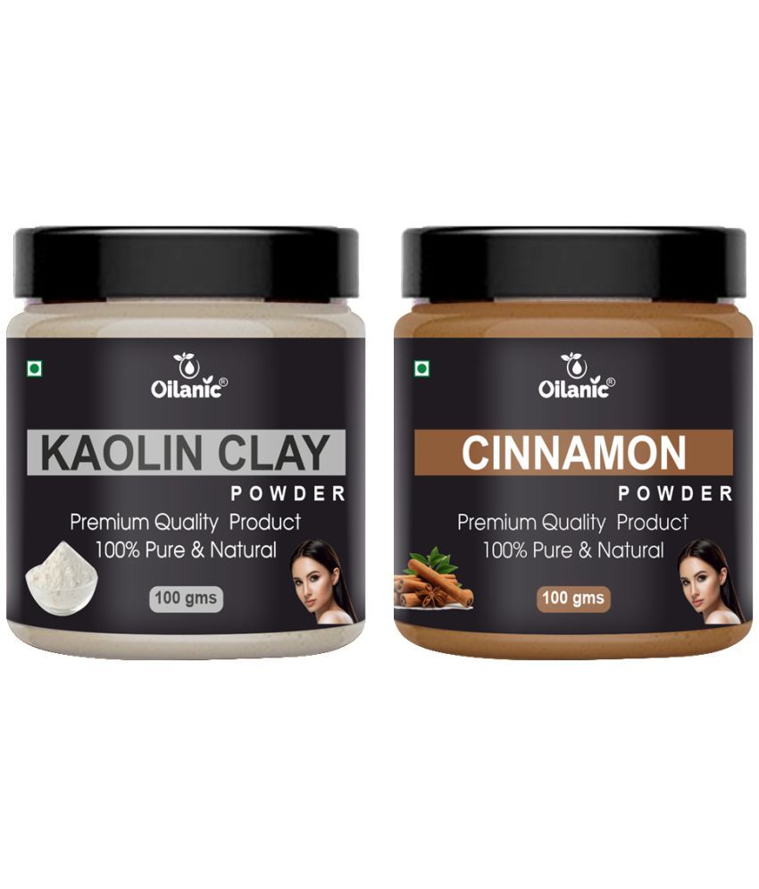     			Oilanic 100% Pure Kaolin Clay Powder & Cinnamon Powder For Skin Hair Mask 200 g Pack of 2