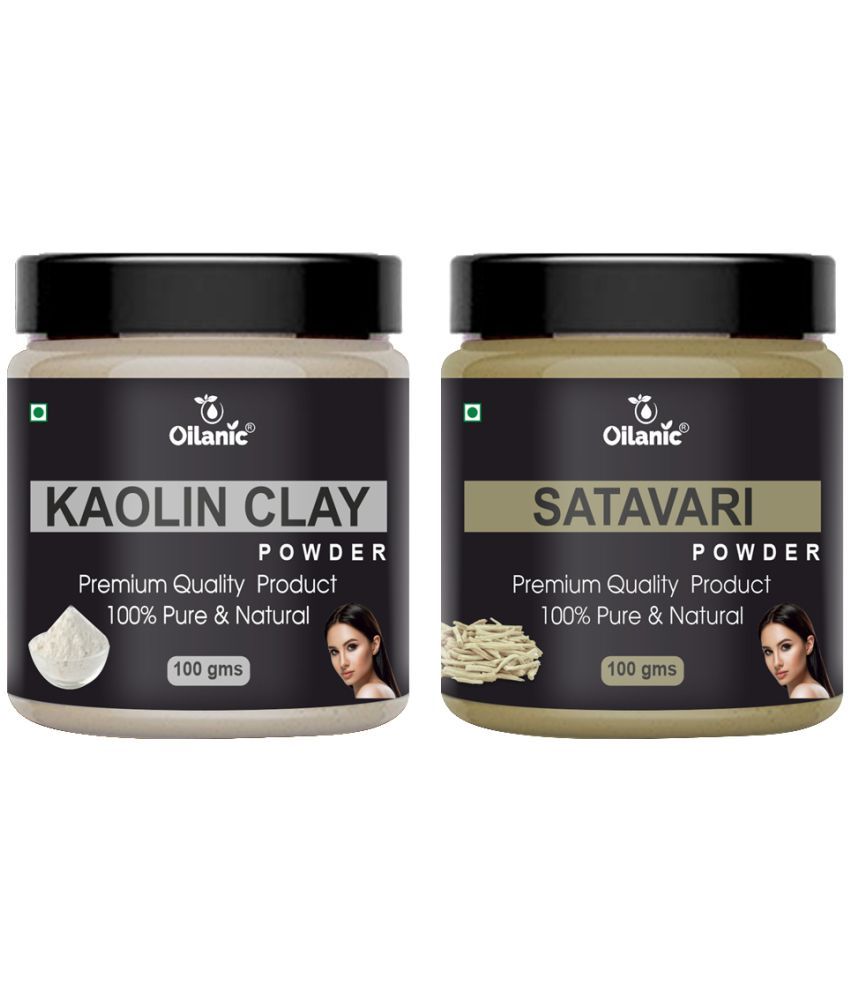     			Oilanic 100% Pure Kaolin Clay Powder & Satavari Powder For Skin Hair Mask 200 g Pack of 2