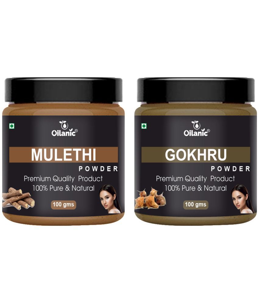     			Oilanic 100% Pure Mulethi Powder & Gokhru Powder For Skincare Hair Mask 200 g Pack of 2