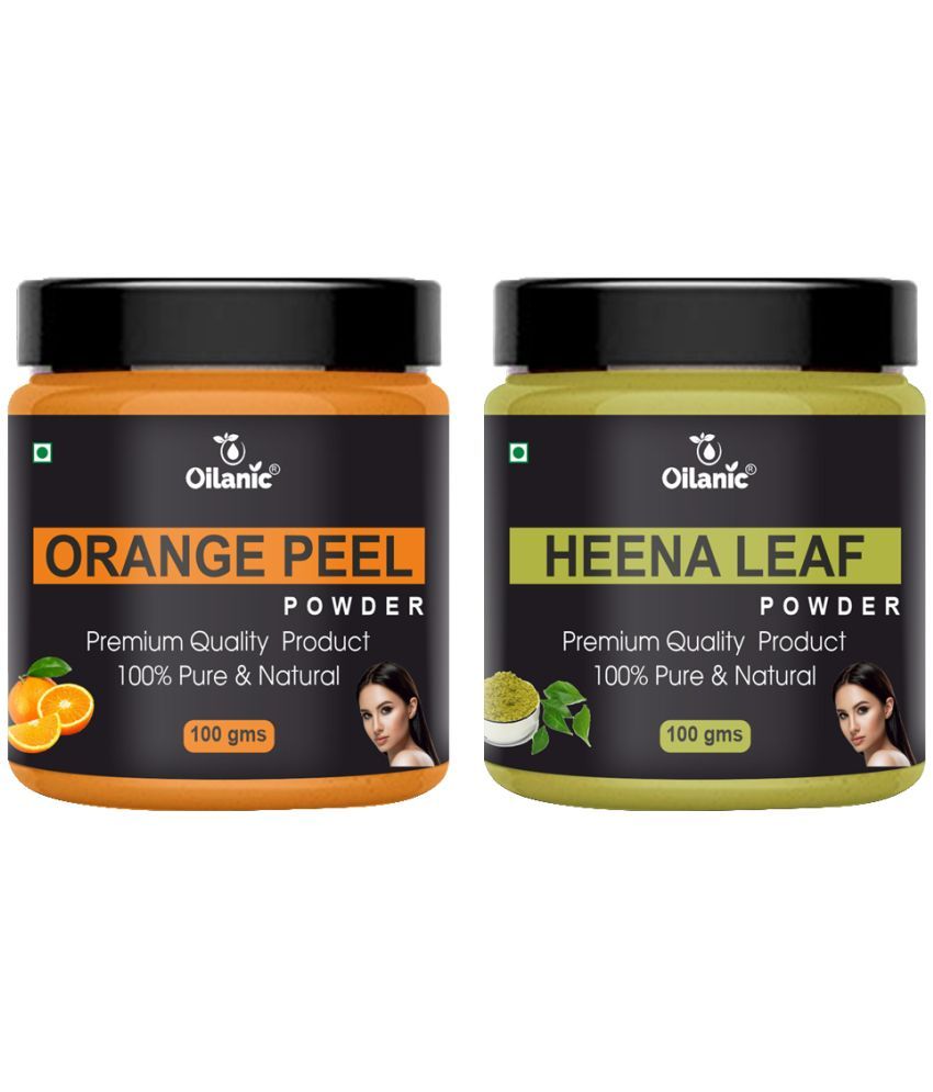     			Oilanic 100% Pure Orange Peel Powder & Heena Powder For Skincare Hair Mask 200 g Pack of 2