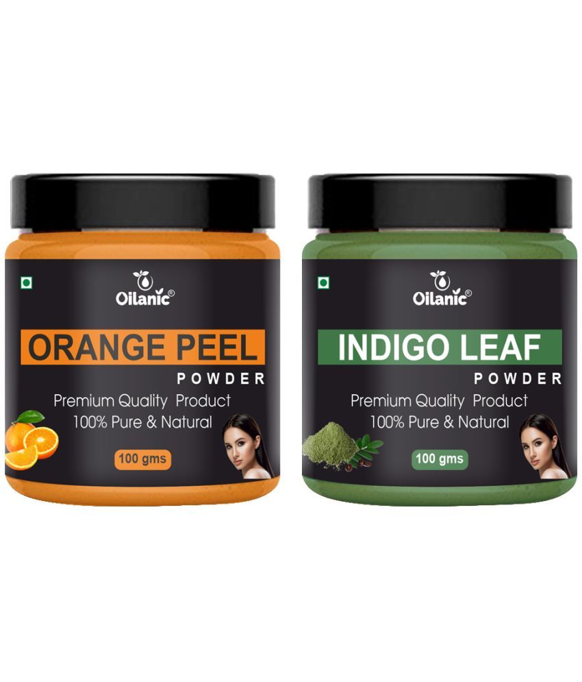     			Oilanic 100% Pure Orange Peel Powder & Indigo Leaf Powder For Skin Hair Mask 200 g Pack of 2