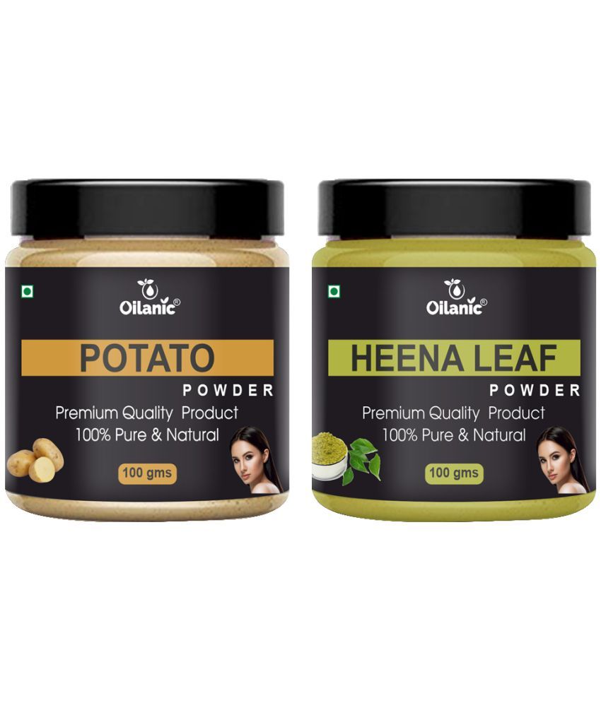     			Oilanic 100% Pure Potato Powder & Heena Leaf Powder For Skin Hair Mask 200 g Pack of 2