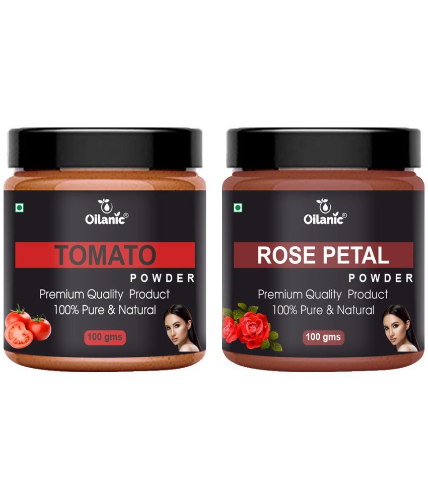     			Oilanic 100% Pure Tomato Powder & Rose Petal Powder For Skin Hair Mask 200 g Pack of 2