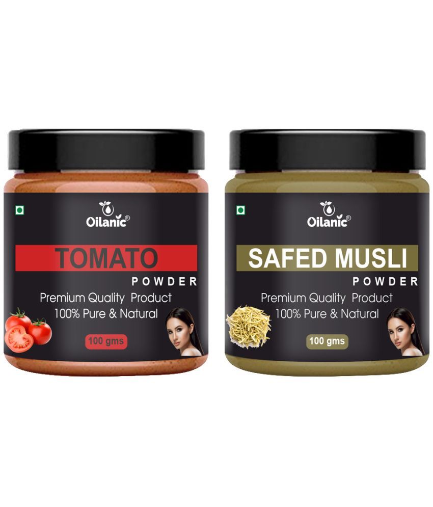     			Oilanic 100% Pure Tomato Powder & Safed Musli Powder For Skin Hair Mask 200 g Pack of 2