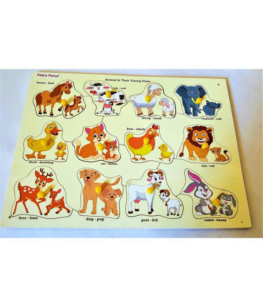 PETERS PENCE - WOODEN MULTI COLOR SET OF BIRDS AND ANIMALS WITH THEIR YOUNG  ONES PUZZLE LEARNING BOARD COMBO FOR KIDS PRE PRIMARY EDUCATION - Buy  PETERS PENCE - WOODEN MULTI COLOR