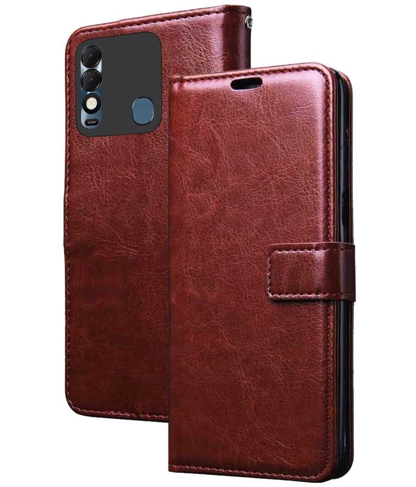     			NBOX - Brown Flip Cover Compatible For Tecno Spark 8 ( Pack of 1 )