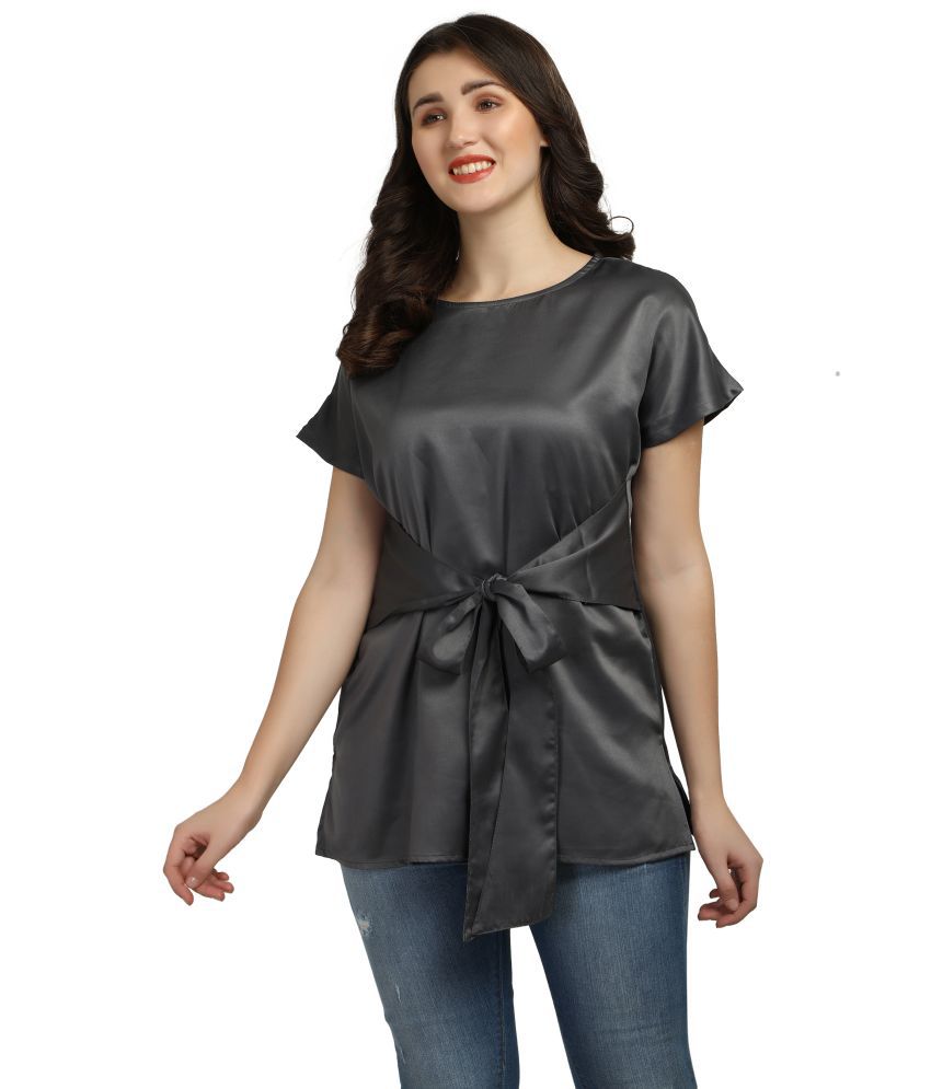     			Smarty Pants - Grey Satin Women's Knot Front Top ( Pack of 1 )