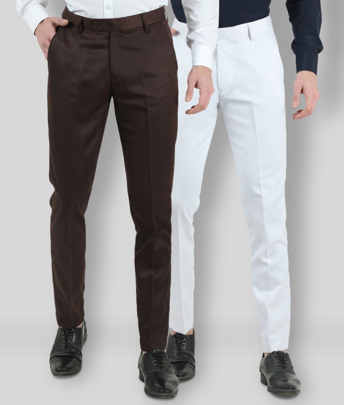     			VEI SASTRE - Multicolored Polycotton Slim - Fit Men's Formal Pants ( Pack of 2 )