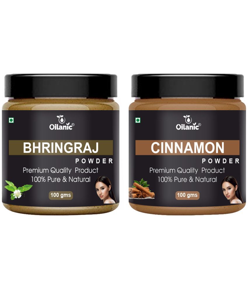     			Oilanic 100% Pure Bhringraj Powder & Cinnamon Powder For Skincare Hair Mask 200 g Pack of 2