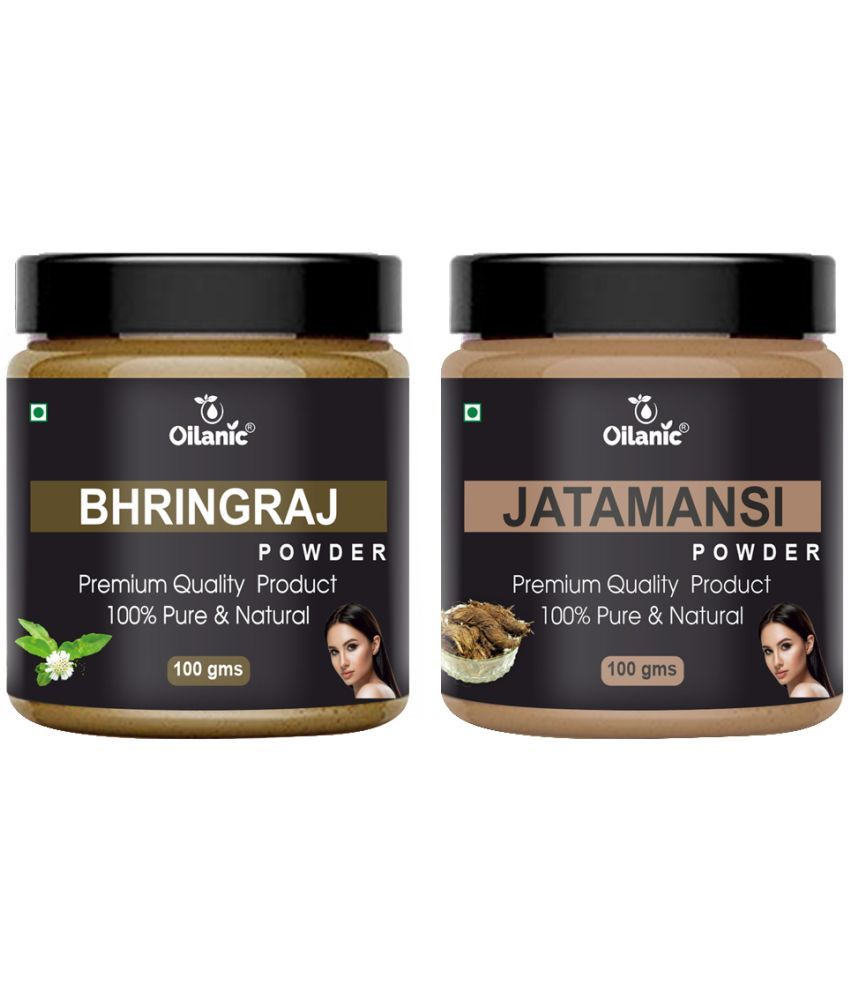     			Oilanic 100% Pure Bhringraj Powder & Jatamansi Powder For Skin Hair Mask 200 g Pack of 2