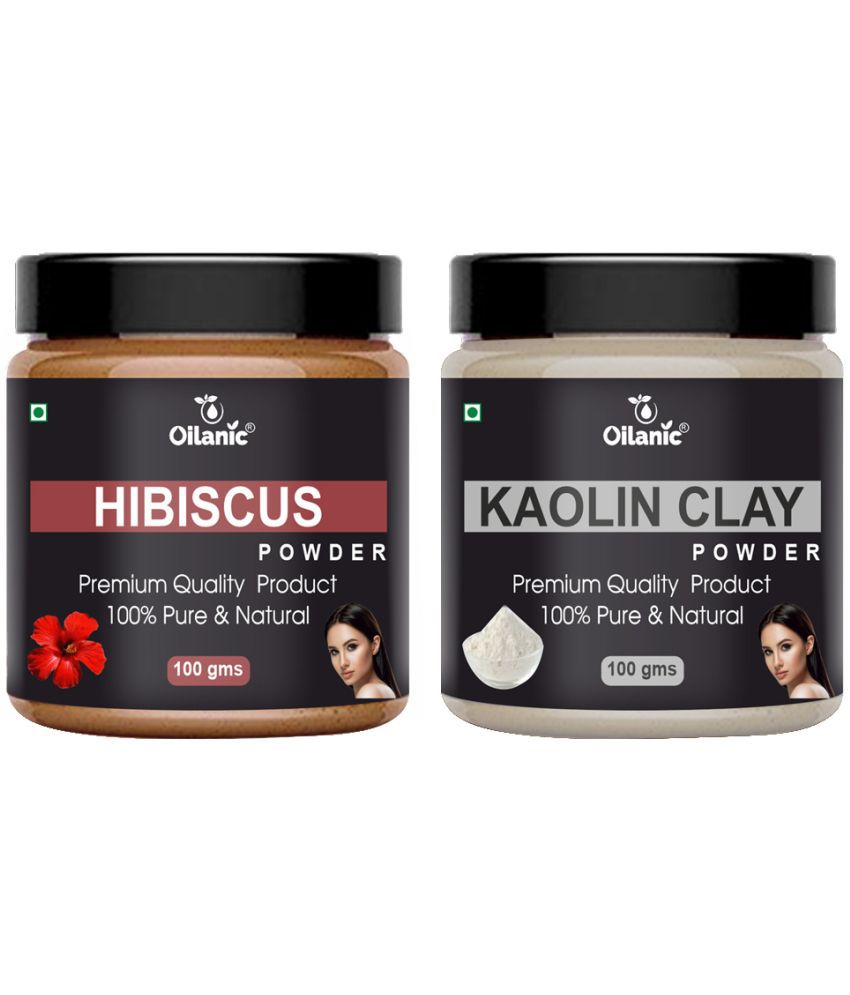     			Oilanic 100% Pure Hibiscus Powder & Kaolin Clay Powder For Skin Hair Mask 200 g Pack of 2