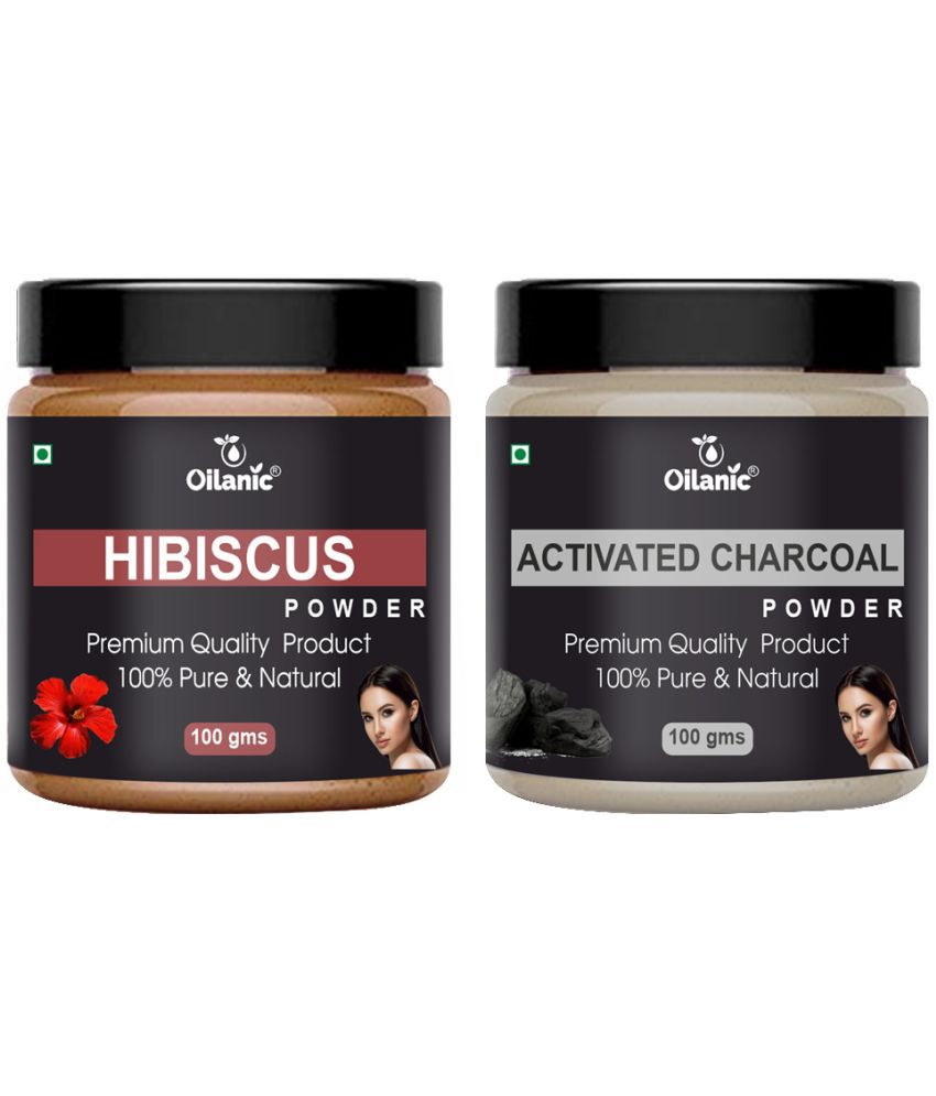     			Oilanic 100% Pure Hibiscus Powder & Charcoal Powder For Skincare Hair Mask 200 g Pack of 2