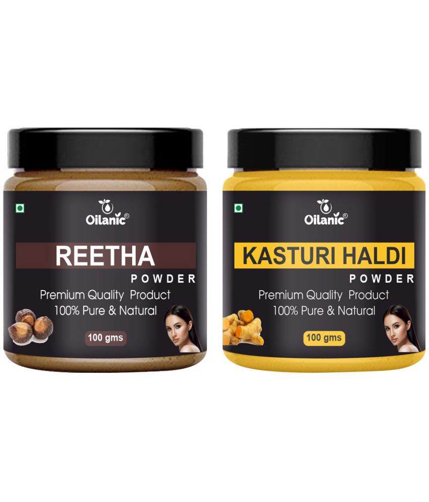     			Oilanic 100% Pure Reetha Powder & Kasturi Haldi Powder-Skin Hair Mask 200 g Pack of 2