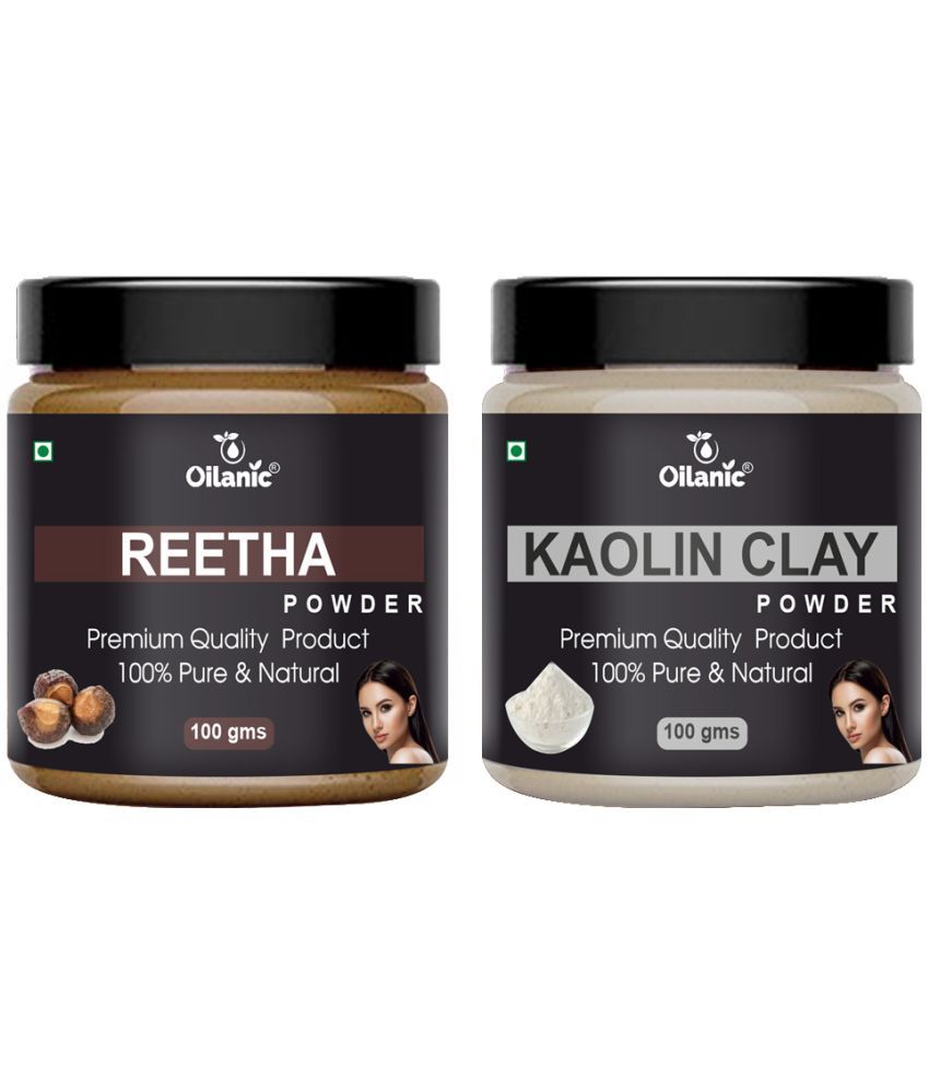     			Oilanic 100% Pure Reetha Powder & Kaolin Clay Powder For Skin Hair Mask 200 g Pack of 2