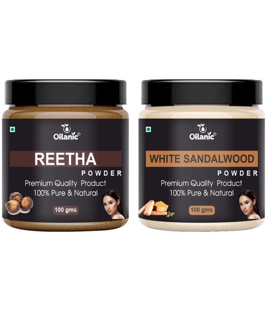     			Oilanic 100% Pure Reetha Powder & White Sandalwood Powder-Skin Hair Mask 200 g Pack of 2