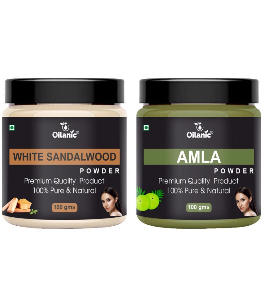     			Oilanic 100% White Sandalwood Powder & Amla Powder For Skincare Hair Mask 200 g Pack of 2