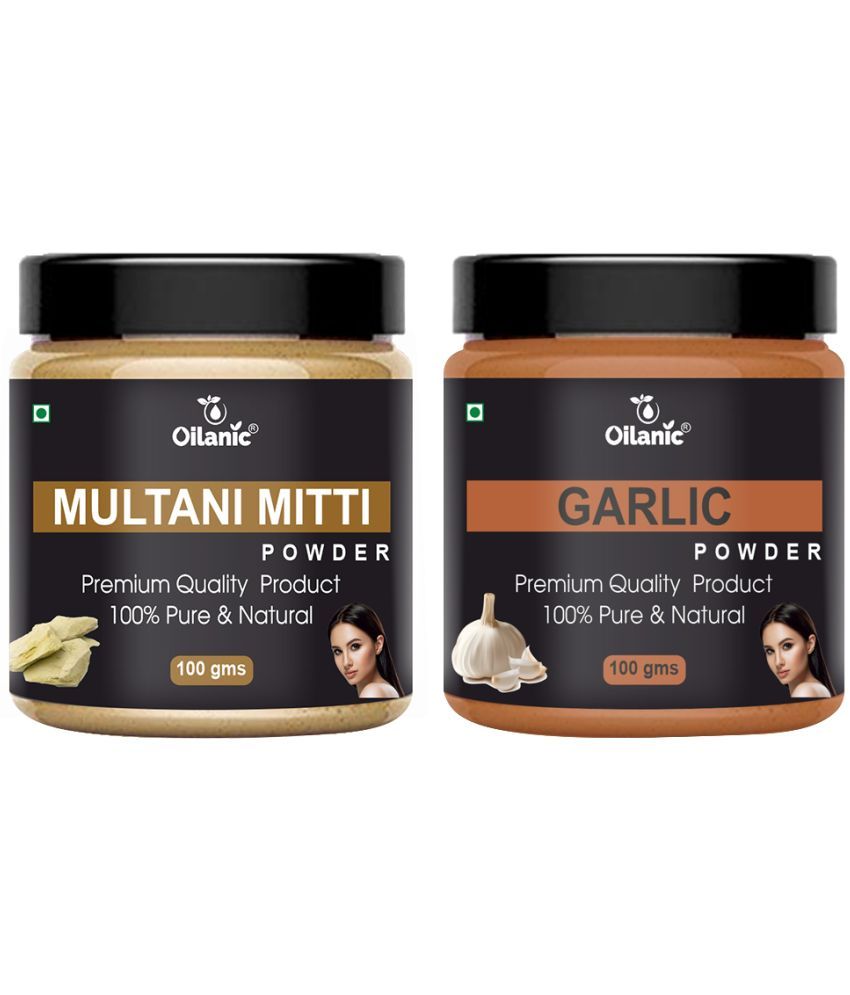     			Oilanic Pure Multani Mitti Powder & Garlic Powder For Skincare Hair Mask 200 g Pack of 2