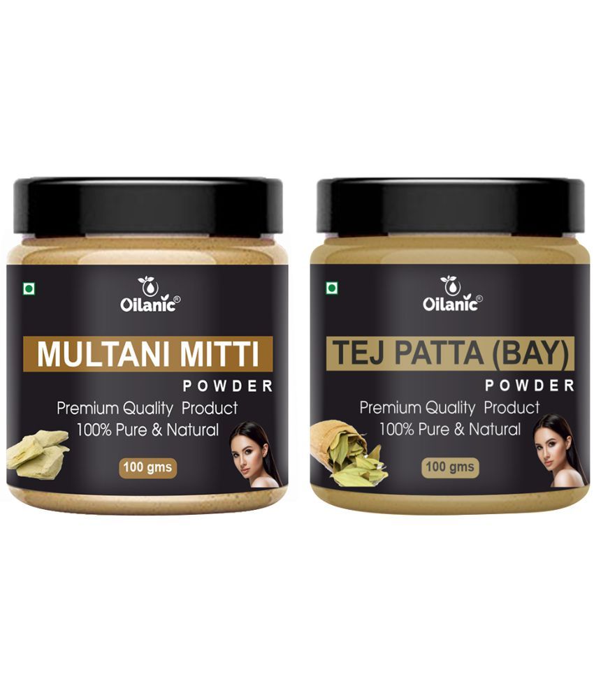     			Oilanic Pure Multani Mitti Powder & Tej Patta Powder-Skincare Hair Mask 200 g Pack of 2