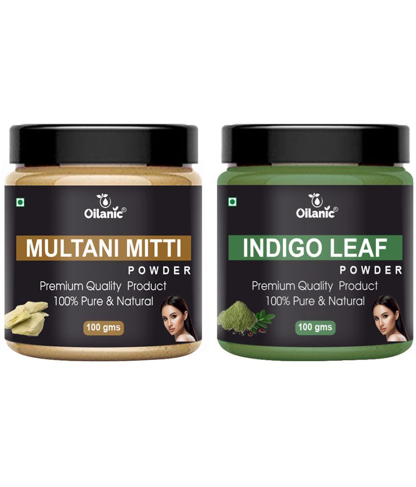     			Oilanic Pure Multani Mitti Powder & Indigo Leaf Powder For Skin Hair Mask 200 g Pack of 2