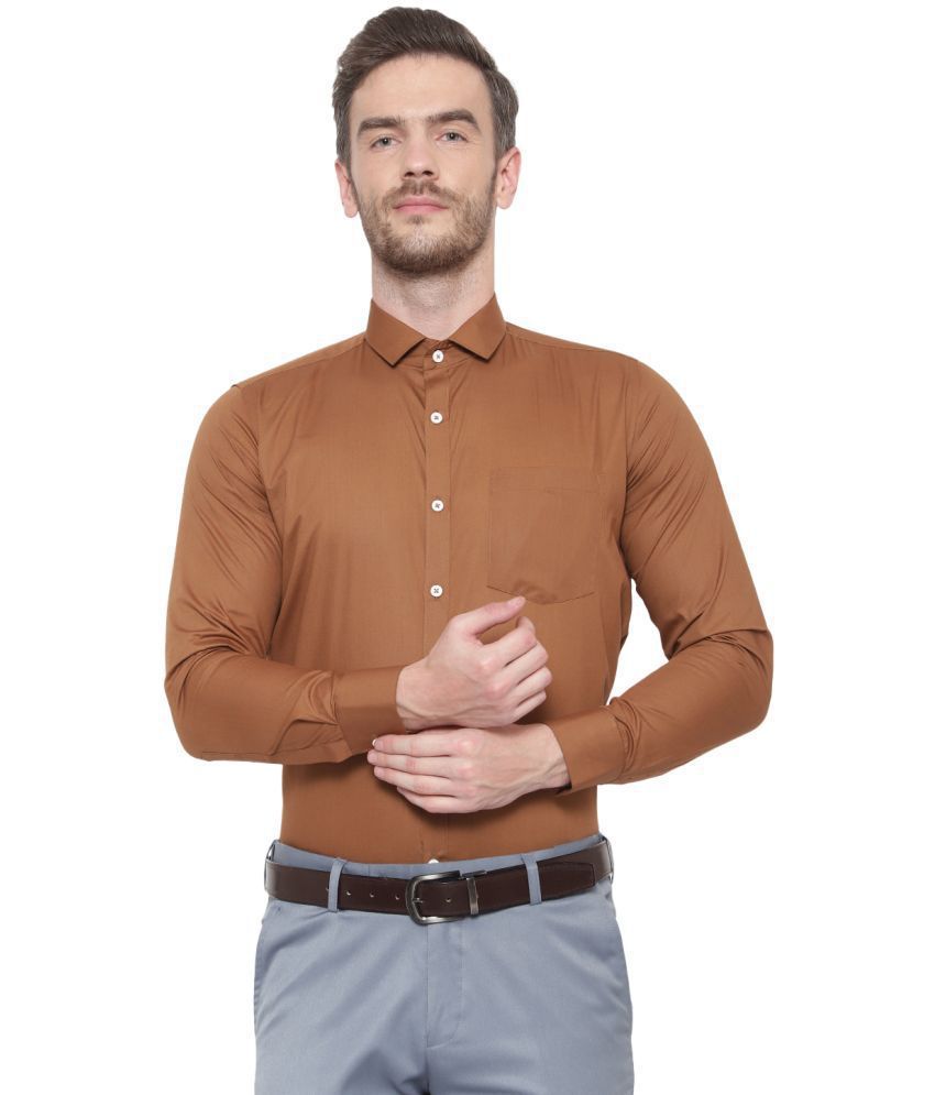     			SREY - 100% Cotton Slim Fit Mustard Men's Formal Shirt ( Pack of 1 )